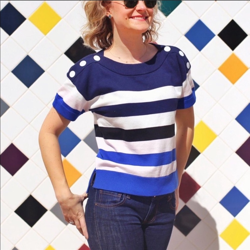 CAbi boat neck striped sweater top